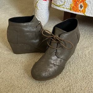 TOMS Metallic Wedge Booties